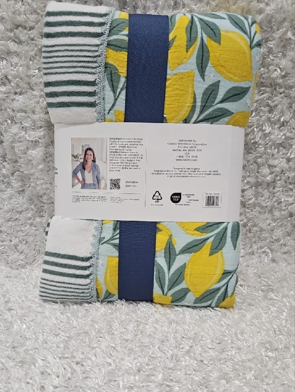 Cotton Plush Throw - Berkshire Artist Collection Yellow Lemon Print